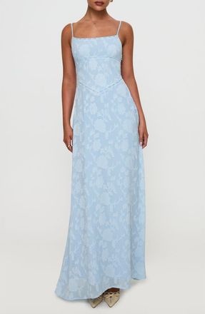 Princess Polly South of France Floral Burnout Maxi Dress in Blue at Nordstrom, Size 12