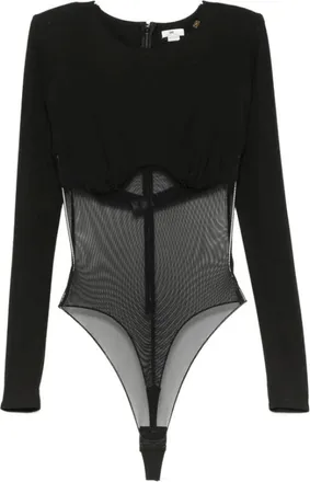 Elisabetta Franchi Tops, Dames, Zwart, L, Bodysuit met mesh-panel