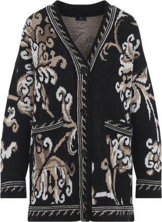 Etro Jacquard Gebreide Vest met Barokprint - Dames - Vesten - Zwart - S - Wol - Truien & Vesten