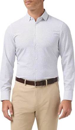 Mizzen+Main Leeward Trim Fit Diamond Print Performance Button-Up Shirt in Passion Purple Multi Diamond at Nordstrom, Size Xx-Large