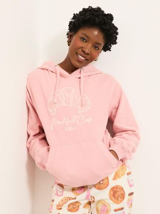 Fat Face FatFace Imogen Pink Breakfast In Bed Graphic Overhead Hoodie