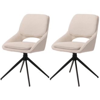 Hhg Hhg - Nunca Usado] Juego De 2 Sillas De Comedor 612, Silla De Cocina, Giratoria Con Retorno Autom&aacute;tico, Tejido Boucl&eacute; (540 G/m&sup2;) &Ouml;ko-tex, Crema