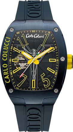 Carlo Colucci Roestvrijstalen horloge met siliconen band - Heren - Horloges - Blauw - ONE Size - Accessoires