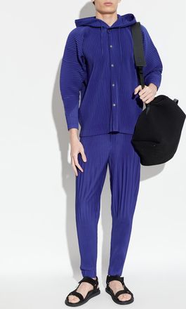 Homme Pliss&eacute; Issey Miyake Pleated Trousers, Mens, Blue