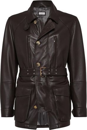 Brunello Cucinelli Parka in pelle - Marrone