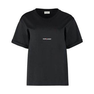 Saint Laurent Cotton Jersey T-Shirt - female - Saint Laurent - T-Shirts - Black - XS - Tops