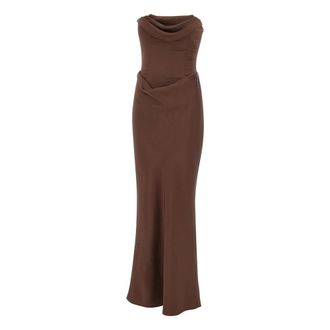 Rotate Corsage Long Dress - female - ROTATE Birger Christensen - Gowns - Brown - XS - Dresses