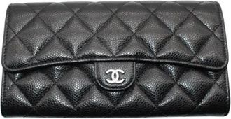 Chanel Pre-owned Matelasse Long wallet (bi-fold) - Dames - Vintage Accessoires - Zwart - ONE Size - Leer - Vintage