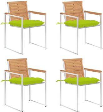 vidaXL Vidaxl - Sillas De Jard&iacute;n 4 Unidades Con Cojines Madera Maciza Teca