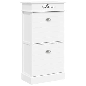 vidaXL Vidaxl - Mueble Zapatero De Madera De Paulownia Blanco 50x28x98 Cm