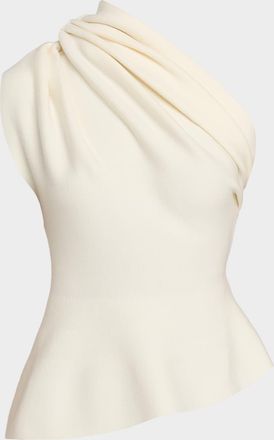 Khaite Aimee Draped One-Shoulder Peplum Top