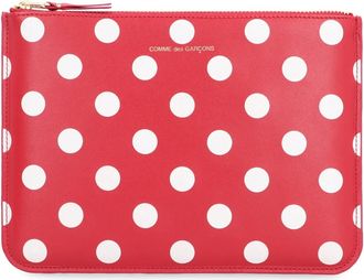 Comme Des Gar&ccedil;ons Leren Platte Pouch - Dames - Portefeuilles - Rood - ONE Size - Leer - Accessoires