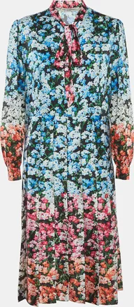 Mary Katrantzou Multicolor Floral Print Synthetic Pleated Midi Dress