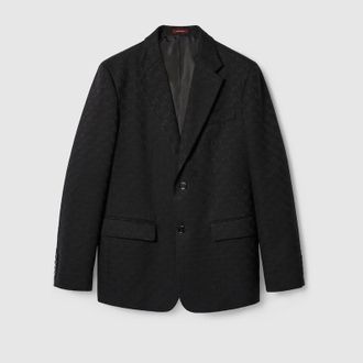 Gucci GG Cotton Blend Canvas Jacket, Size 42 it, Black