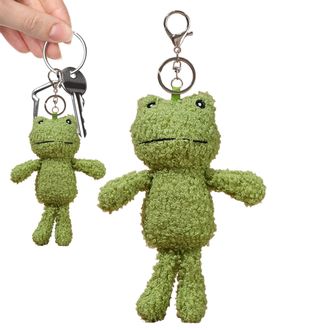 Generic Plush Frog Keychain - Soft Stuffed Animal Keychain Accessory For Kids, Teens, Adults, Cute Frog Bag Pendant Bag Charm Collection For School Bags, Purs