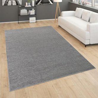 Paco Home Tappeto per soggiorno tinta unita pelo corto semplice e moderno, in grigio scuro 280x380 cm - Paco Home
