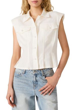 Steve Madden Cassady Linen Blend Button-Up Top in Antique at Nordstrom, Size X-Small