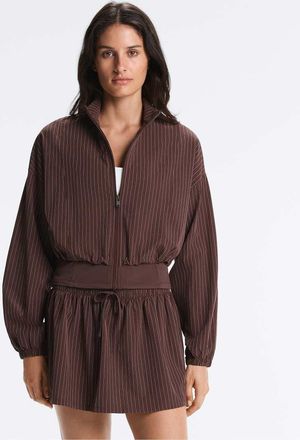 Oysho Giacca tecnica idrorepellente marrone gessato