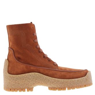 Ferragamo Rugged Platform Lace-Up Boots, Size 9 EE