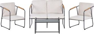 Beliani Beliani - Industrial Garden Sofa Set Steel Lounge Set 4 Seater Set with Table Light Beige Vezzana