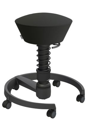 Aeris B&uuml;rohocker, Schwarz, Metall, Textil, Rollen, C-Form, rund, 55x45.66x55 cm, Made in Germany, Oeko-Tex Standard 100, AGR-gepr&uuml;ft, B&uuml;rom&ouml;bel, B&uuml;rost&uuml;hle,