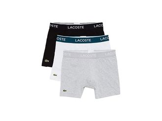 Lacoste Boxer Briefs 3-Pack Casual Classic Mens Underwear Black/White/Silver Chine : XL (EUR 7), Cotton/Elastane