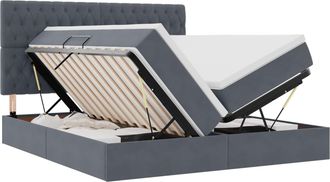 vidaXL Cama De Almacenamiento Led Con Colch&oacute;n Gris Oscuro 180 X 200 Cm Vidaxl