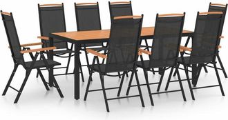 vidaXL Juego De Comedor De Jard&iacute;n 9 Piezas Aluminio Negro Vidaxl
