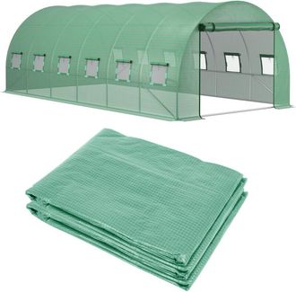 OUTSUNNY Cubierta De Invernadero De T&uacute;nel 6x3x2 M Cubierta De Repuesto Invernadero Polietileno Con 12 Ventanas Y Puerta Enrollable Protecci&oacute;n De Plantas