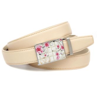 Anthoni Crown Lederg&uuml;rtel ANTHONI CROWN, Damen, Gr. 100, beige, Leder, unifarben, G&uuml;rtel Lederg&uuml;rtel, stilvoll in beige mit silberfarbener Schliesse