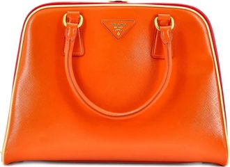 Prada Pyramid Top Handle Bag Vernice Saffiano Leather Medium satchel - Oranje