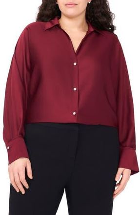 Halogen Charmeuse Button-Up Shirt in Burgundy at Nordstrom Rack, Size 3X