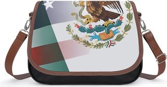 Generic Mexico & US Flag Small Womens Crossbody Bags Shoulder Handbag with Adjustable Strap for Travel