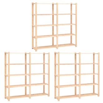 Berkfield Home 5-Tier Storage Racks 3 pcs 170x38x170 cm Solid Pinewood 500 kg in Beige | Size: 170 x 38 x 170 cm