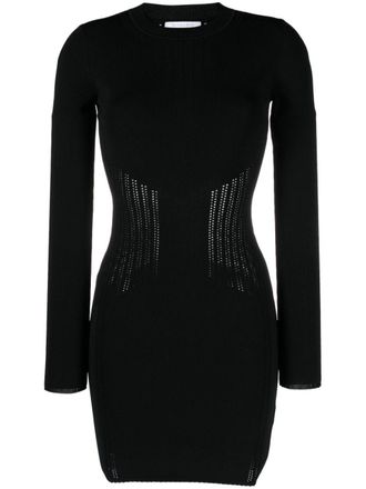 Patrizia Pepe logo plaque perforated bodycon dress - Black