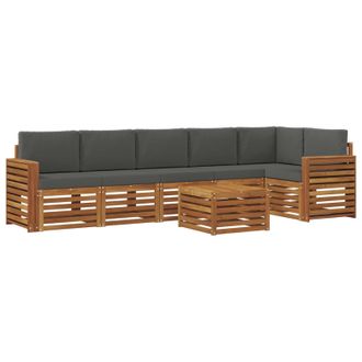 vidaXL Conjunto De Sof&aacute; Seccional Con Coj&iacute;n 7 Pcs Natural Y Antracita Vidaxl