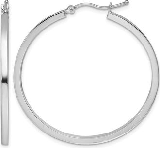 Diamond2Deal 10k Gold 2mm Square Tube Hoop Earrings