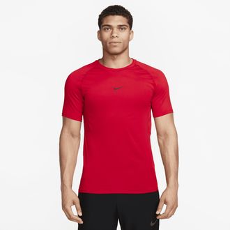Nike Mens Nike Pro Dri-FIT Slim Short-Sleeve Top in Red | FB7929-657