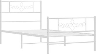 vidaXL Estructura cama sin colchón con estribo metal blanco 75x190 cm Vidaxl