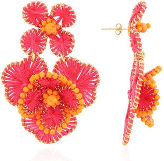 Lott. Gioielli Silk Flower Statement Earrings in Fuchsia/Orange at Nordstrom
