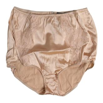 Dolce & Gabbana Bottoms, female, Beige, Size: XL Beige Silk Lace High Waist Bikini