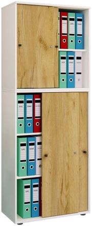 ebuy24 Armario De Oficina Vcm Con 5 Compartimentos Armario De Archivo Moderno Con Puertas Correderas Dimensiones Aprox. An. 70 X Al. 184 X T. 37 Cm - Compart
