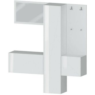 Dmora Mobile da ingresso Vernante, Armadietto multifunzione a 3 ante, Appendiabiti da parete con specchio, 170x35h190 cm, Bianco, con imballo rinforzato