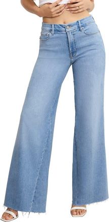 Good American Good Waist High Waist Raw Hem Wide Leg Palazzo Jeans in Indigo983 at Nordstrom, Size 16