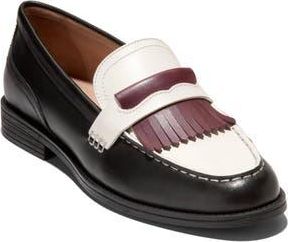 Cole Haan Stassi Kiltie Fringe Loafer in Ivory/Black/Dk Garnet at Nordstrom Rack, Size 6.5