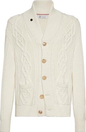 Brunello Cucinelli Cable knit cardigan in Panama at Nordstrom, Size 46 It