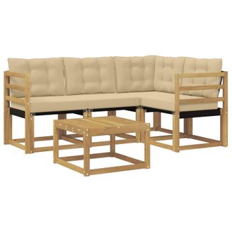vidaXL Conjunto De Sof&aacute;s De Exterior Con Coj&iacute;n 5 Pcs Y Beige Vidaxl