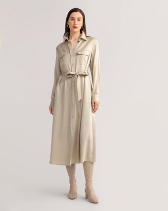 LilySilk Sand-washed Pocket Trench Dress for Women