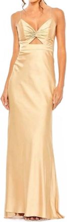 Mac Duggal Tie-Front Keyhole Gown In Champagne