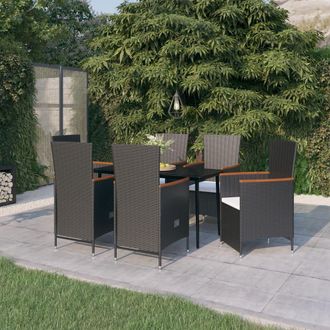 vidaXL Juego De Comedor De Jard&iacute;n 7 Piezas Con Cojines Negro Vidaxl